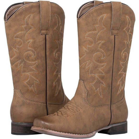 Mid Calf Embroidered Western Cowgirl Boots for Country Concert & Horse Riding - Picture 5 of 8